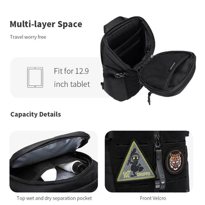 OZUKO Waterproof Men's Shoulder Bag Large Capacity Fashion Quality Chest Bag Short Trip Messenger Sling Crossbody Bag
