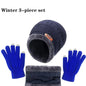 Men Women Beanie Winter Hat Scarf Gloves Thick Warm Knit Cap Set