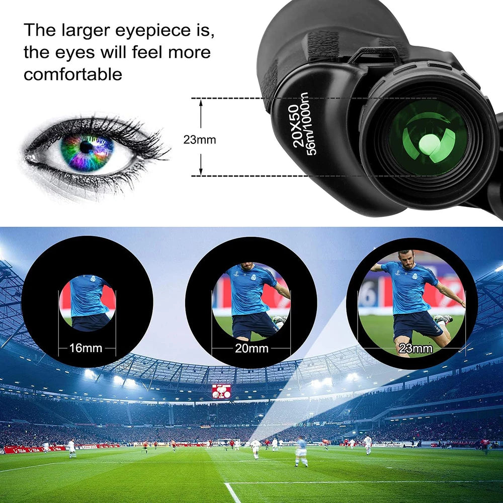 20x50 BAK4 FMC Binoculars Smartphone Adapter Hiking Hunting Outdoor Optics