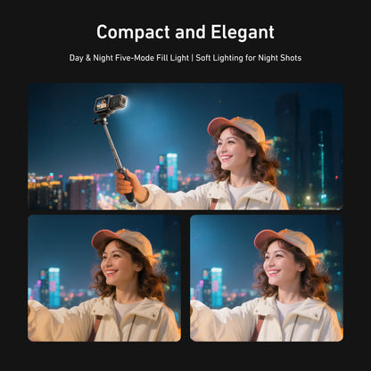 TELESIN Mini LED Vlogging Fill Light, Quick Release Waterproof Selfie for DJI Osmo Action 5/4/3/2