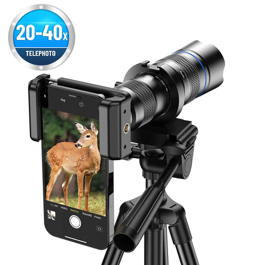 APEXEL 20–40X Zoom Phone Lens w/ Tripod HD Telephoto for iPhone Samsung Mobile