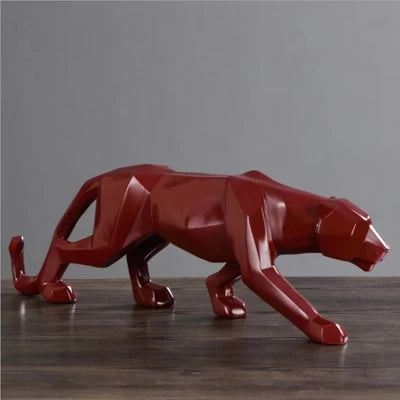 Large Panther Statue Geometric Resin Leopard Sculpture Home Office Desk Decor