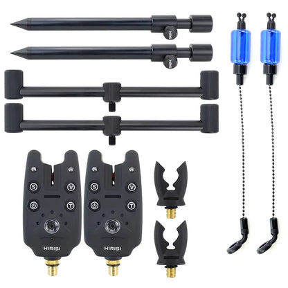 Hirisi Carp Fishing Bite Alarm Swinger Set Rod Pod Bank Stick Tackle Kit