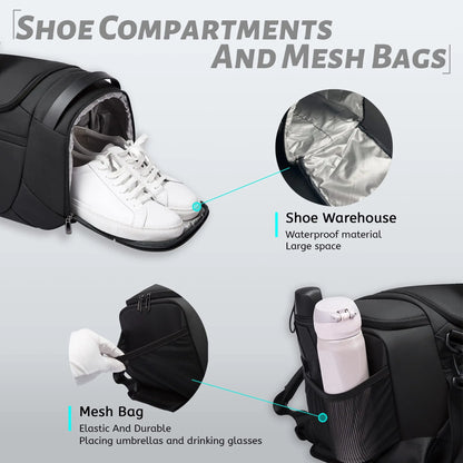 BANGE Waterproof Travel Bags 21 Inch Duffel for Men with Shoe Compartment