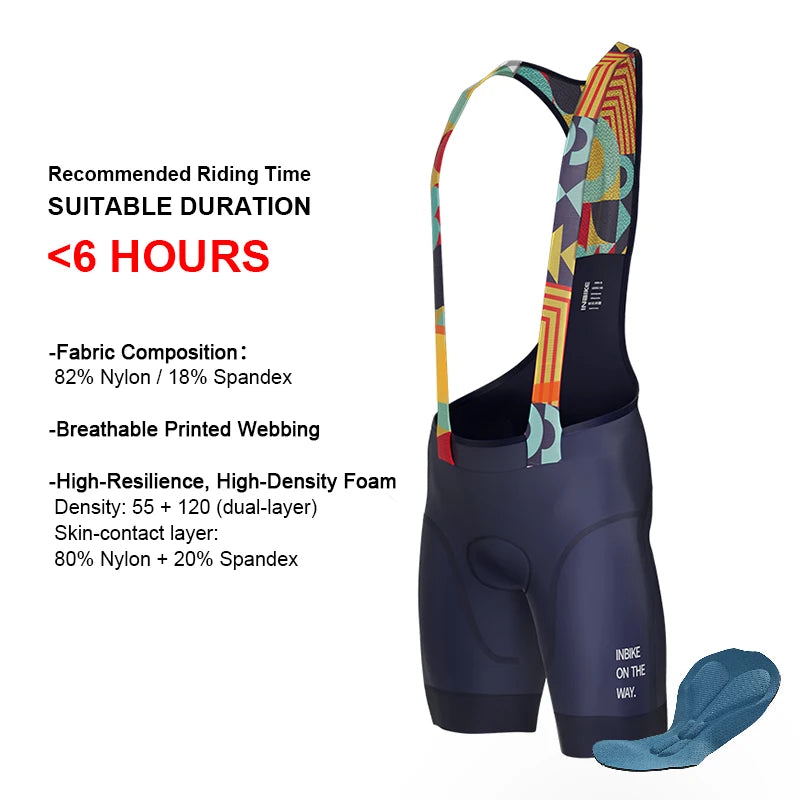 INBIKE Mens MTB Cycling Bib Shorts Padded Road Mountain Bike Riding Shorts