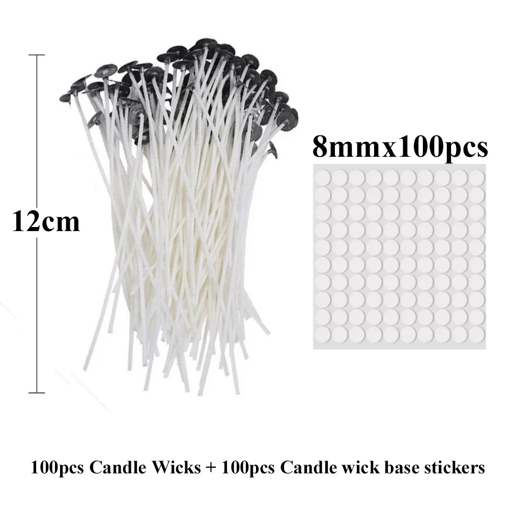 Candle Wicks Pre Waxed with Sustainers Long Tabbed for Craft Making 100pcs