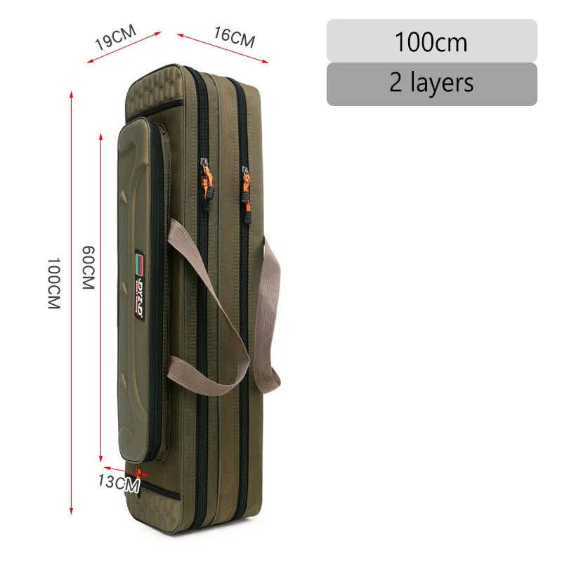 Fishing Rod Bag 2/3/4 Layer 80-130cm 1680D Oxford Reel Tackle Storage Case