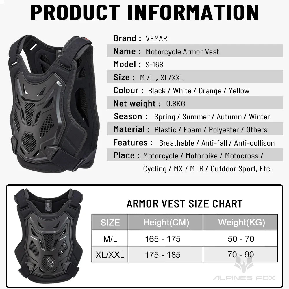 All Season Motocross Armor Vest Motorcycle Body Protection DH Dirt Bike MTB MX Chest Back Protector Moto Equipment for Men Women - EXPROTAS