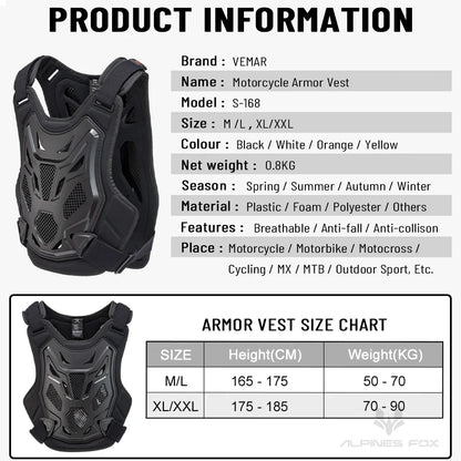 All Season Motocross Armor Vest Motorcycle Body Protection DH Dirt Bike MTB MX Chest Back Protector Moto Equipment for Men Women - EXPROTAS