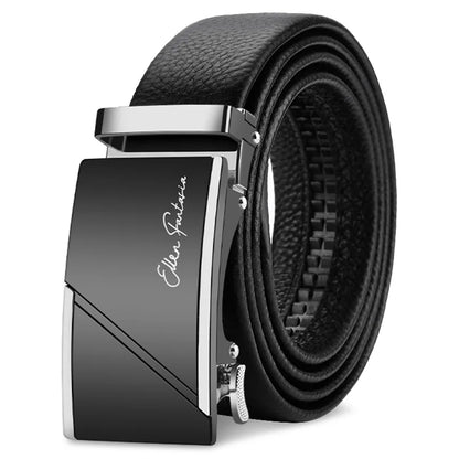 OYIFAN Leather Belt Men Automatic Buckle Ratchet Sliding Dress Black Belts
