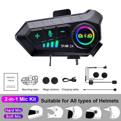 Kebidumei YP10 2X Motorcycle Helmet Bluetooth 5.3 Intercom 300m Waterproof