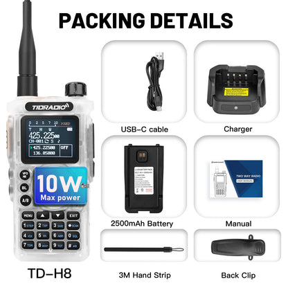 TIDRADIO 2nd Gen TD-H8 10W Professional Walkie Talkie Portable Long Range Radio Phone Wireless Programmable Search Repeaters-EXPROTAS