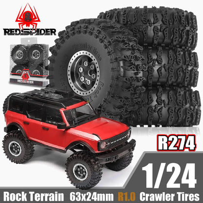 4pcs Beadlock Wheel Tire Set for 1/18 1/24 RC Crawler TRX4M SCX24