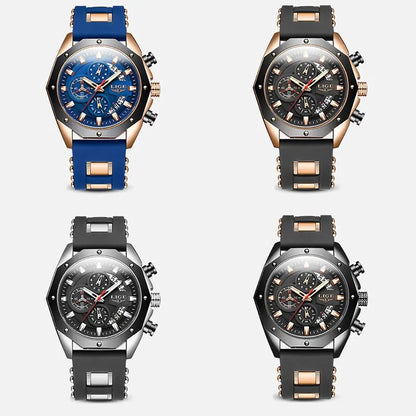 LIGE Fashion Men Watches Top Brand Luxury Silicone Sport Watch Men Quartz Date Clock Waterproof Wristwatch Chronograph Clock Man-EXPROTAS