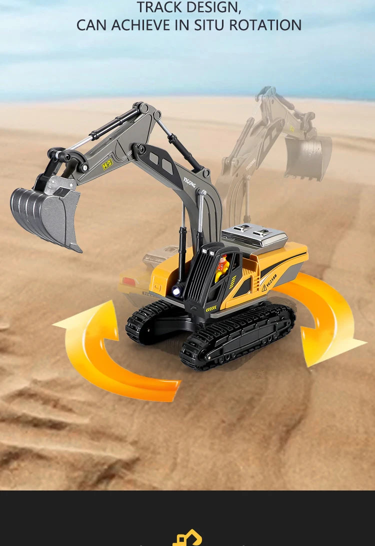 RC Excavator Dumper Car 2.4G Remote Control Engineering Vehicle Crawler Truck Bulldozer Toys for Boys Kids Christmas Gifts-EXPROTAS
