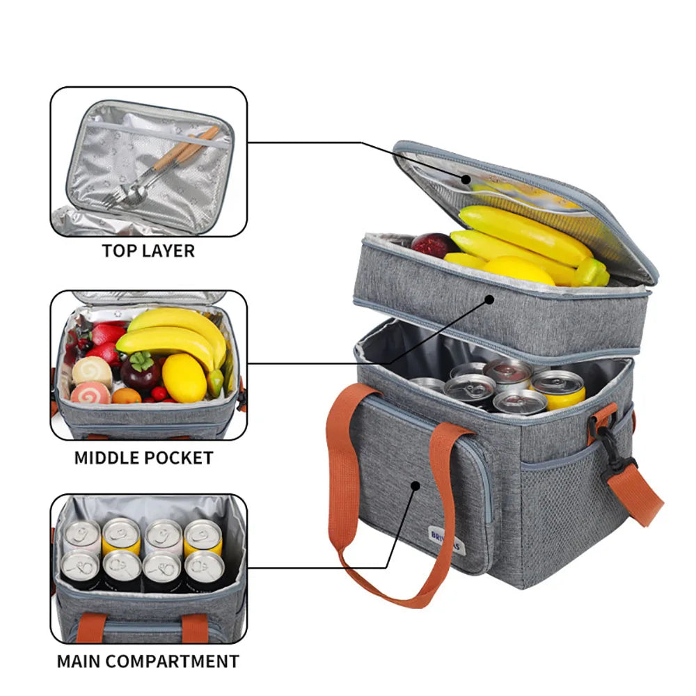 Insulated Lunch Bag Large Thermal Tote Cooler Box for Work Picnic Travel