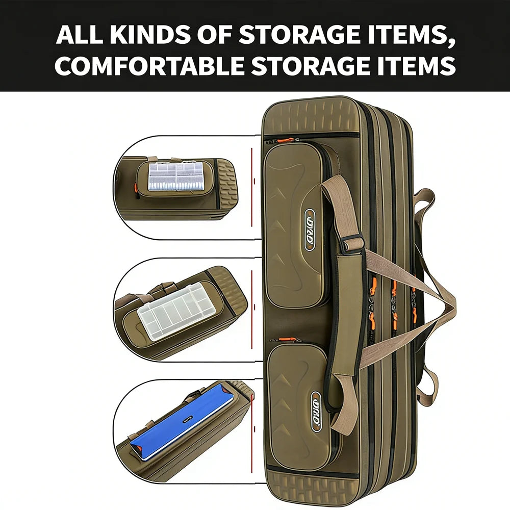 Fishing Rod Bag 2/3/4 Layer 80-130cm 1680D Oxford Reel Tackle Storage Case