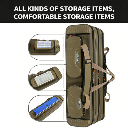 Fishing Rod Bag 2/3/4 Layer 80-130cm 1680D Oxford Reel Tackle Storage Case