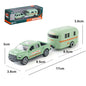 1:64 Alloy Diecast Pickup Caravan Car Miniature Model Pull Back Toy