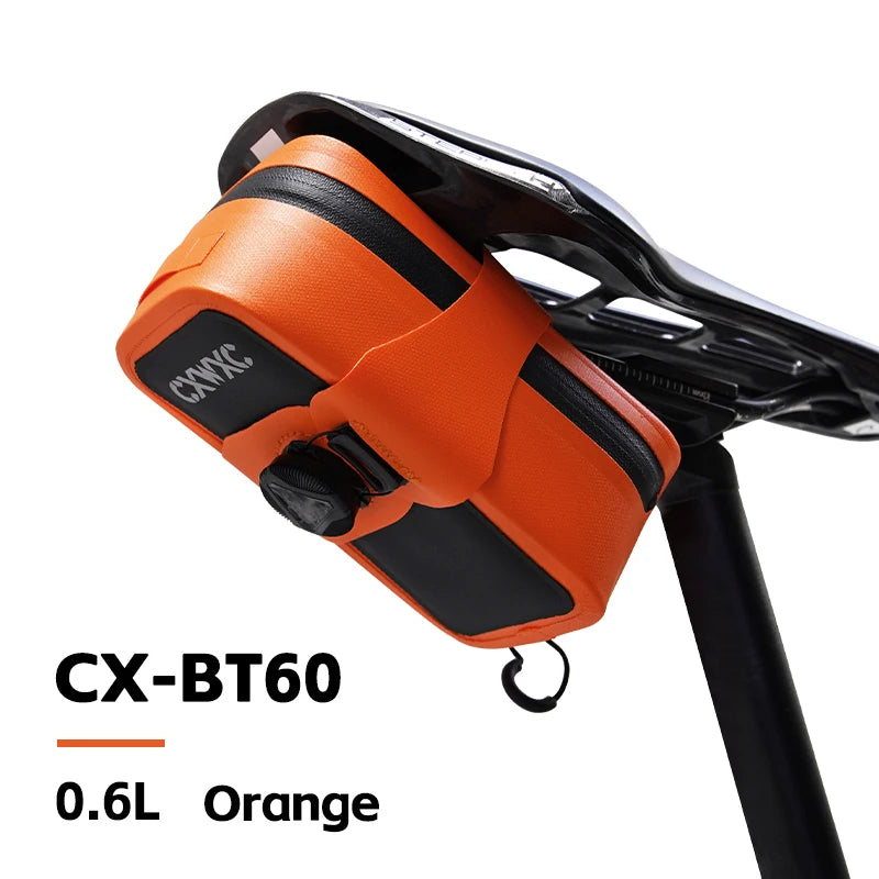 Waterproof Bike Saddle Bag CXWXC 0.6L TPU Hard Shell BOA Tail Pouch