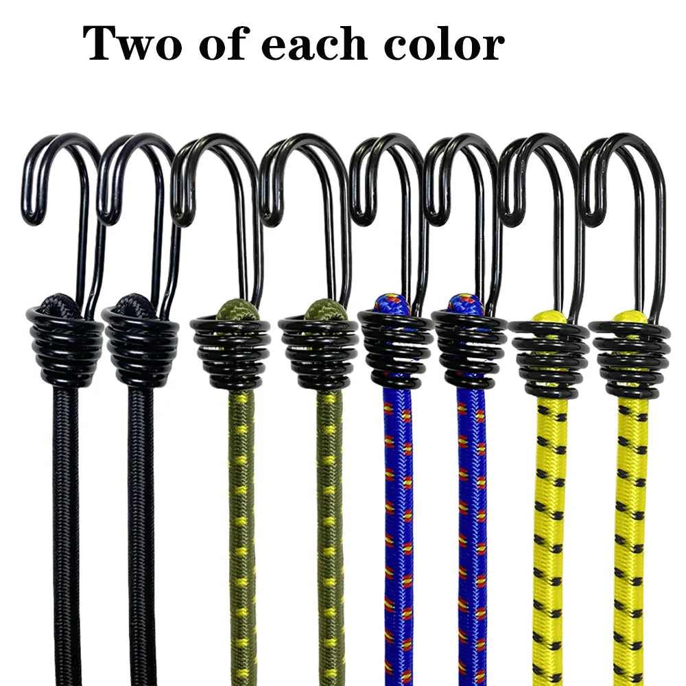 8Pcs 60cm Elastic Straps Bungee Cords with Hooks for Luggage Car Bike