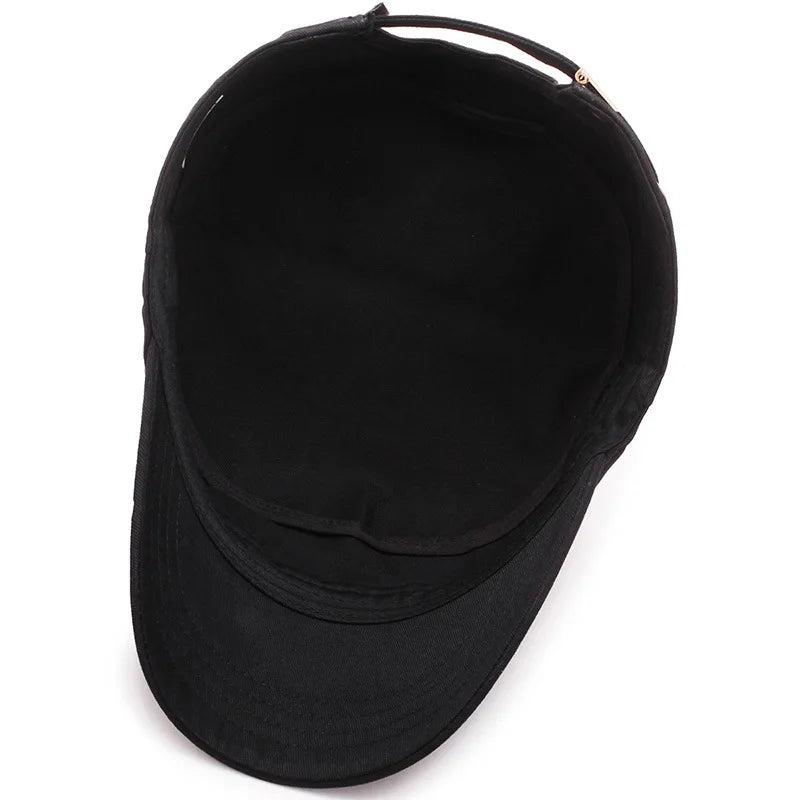 Baseball Cap Men Flat Cotton Sun Hat Casual Peaked Outdoor Brim