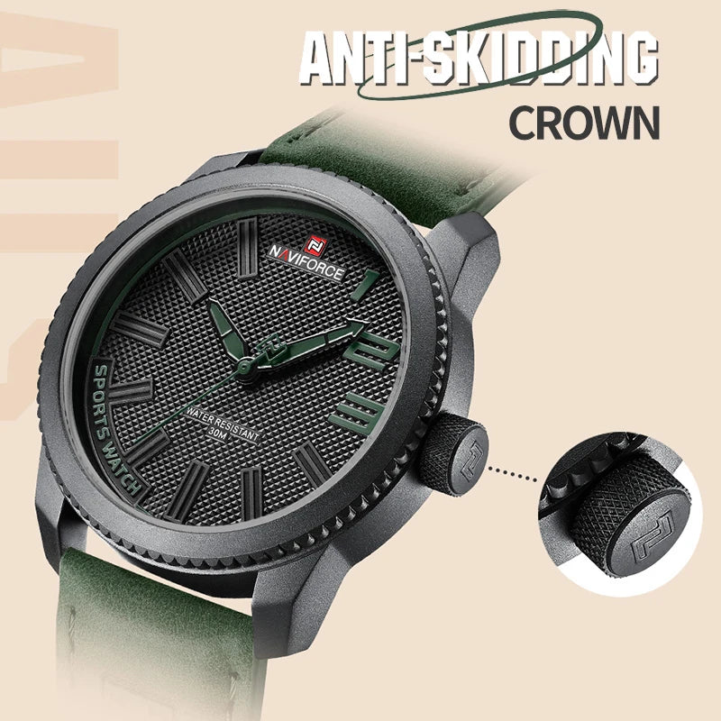 NAVIFORCE Popular Male Wristwatch Military Sports Shockproof Waterproof Leather Watch Men Fashion Casual Clock Relogio Masculino-EXPROTAS