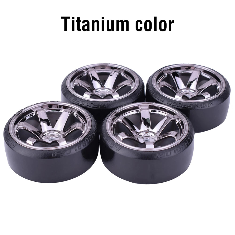 4pcs 1/10 RC Drift Tires Wheels Set Hard Tread 12mm Hex for HPI HSP - EXPROTAS