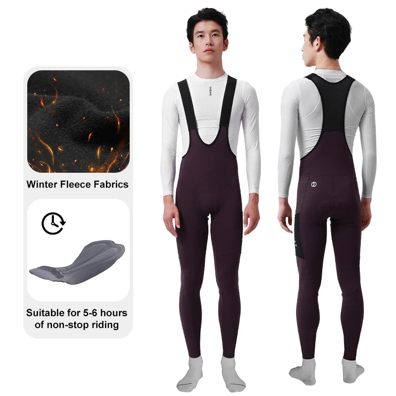 Thermal Fleece Cycling Bib Tights INBIKE Mens 3D Padded Winter MTB Road