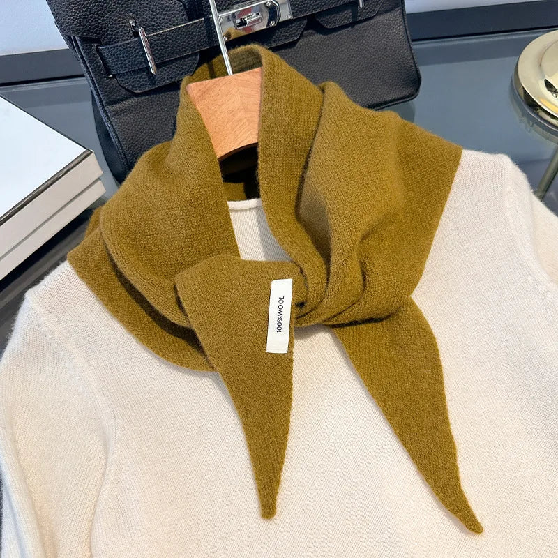 Korean Triangle Scarf Women Wool Knitted Triangular Headscarf Warm Shawl