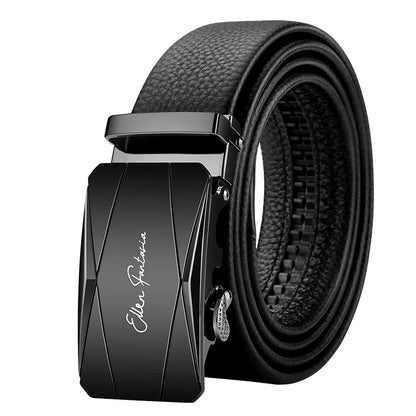 OYIFAN Leather Belt Men Automatic Buckle Ratchet Sliding Dress Black Belts