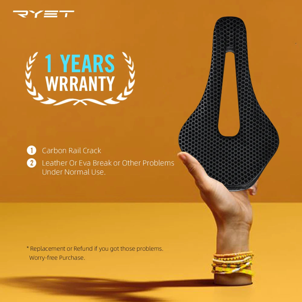 RYET 3D Printed Carbon Saddle Ultralight Hollow Breathable for MTB Gravel Road