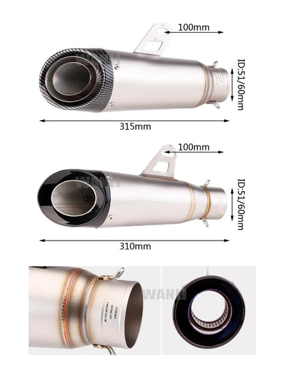 Universal Motorcycle Slip-On Exhaust Muffler with DB Killer (51–60mm Inlet) - EXPROTAS