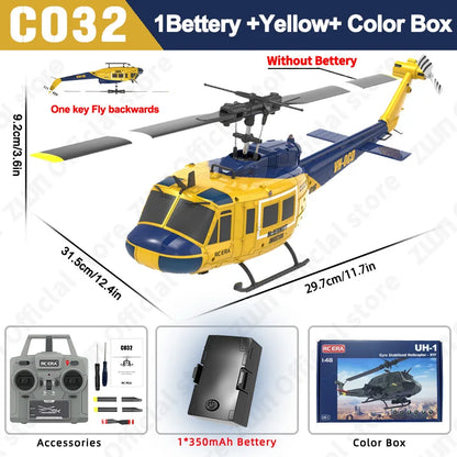 C032 RC Helicopter 2.4G 6CH Brushless Gyro Altitude Hold Optical Flow Drone Toy