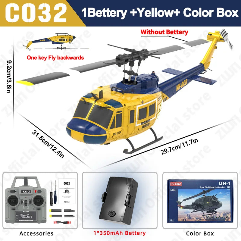 C032 RC Helicopter 2.4G 6CH Brushless Gyro Altitude Hold Optical Flow Drone