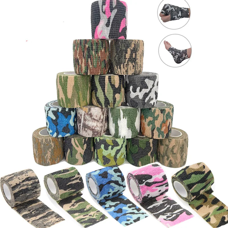 Elastic Grip Wrap Self Adhesive Camouflage Tape 450cm Sports Bandage