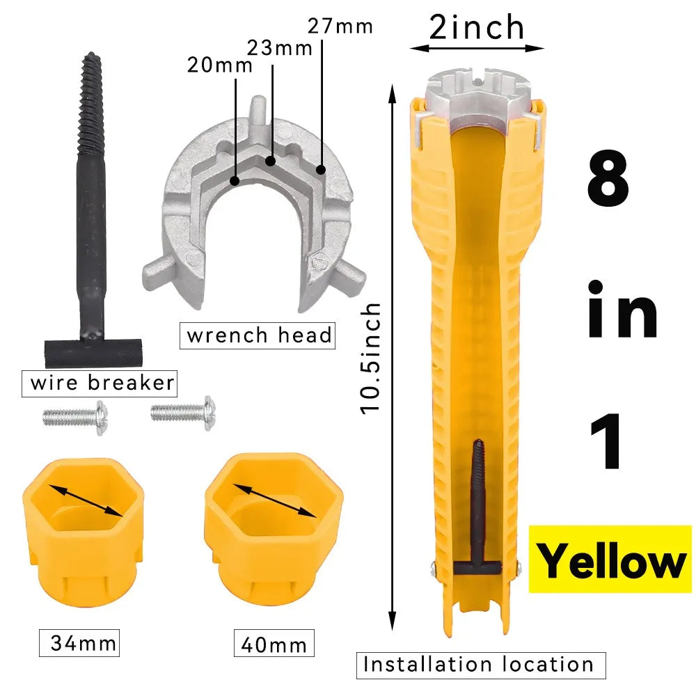 8-in-1 Flume Wrench Anti-Slip Sink Faucet Plumbing Repair Tool