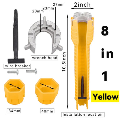 8-in-1 Flume Wrench Anti-Slip Sink Faucet Plumbing Repair Tool