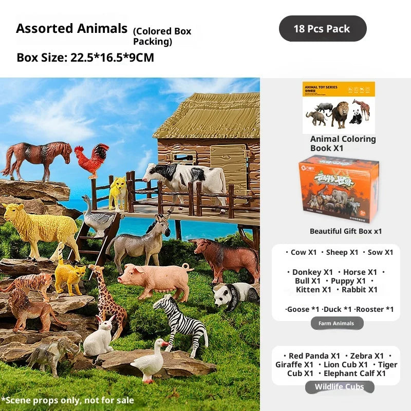 Realistic Animal Figure Toy Early Education Set - Baby Plant Recognition Kit Lion Tiger Elephant Panda Giraffe Animal Figure Toy