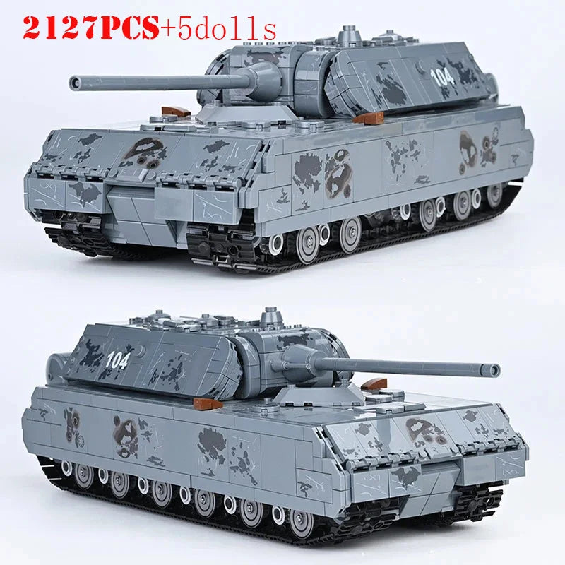 WW2 German Panzer Maus Heavy Tank Building Blocks Military Brick Toy Set