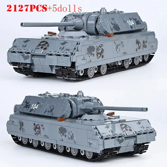 WW2 German Panzer Maus Heavy Tank Building Blocks Military Brick Toy Set