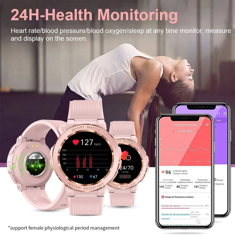 MEVADEN Sport Smart Watch Women Bluetooth Call Smartwatch IP68 Waterproof Fitness Tracker Health Monitoring for IOS Android MK60-EXPROTAS