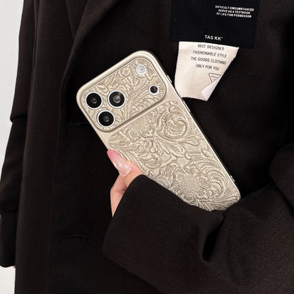 Retro Petal Flower Case for iPhone 13-17 Pro Max Large Window Shockproof Cover
