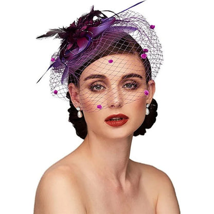 Flowers Feather Mesh Headwear Hat Party Accessory 1pc 27cm Multi Colour