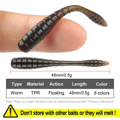 Ajing Soft Fishing Lure TPR Glow Worm Rockfish Bass Bait 20Pcs Set