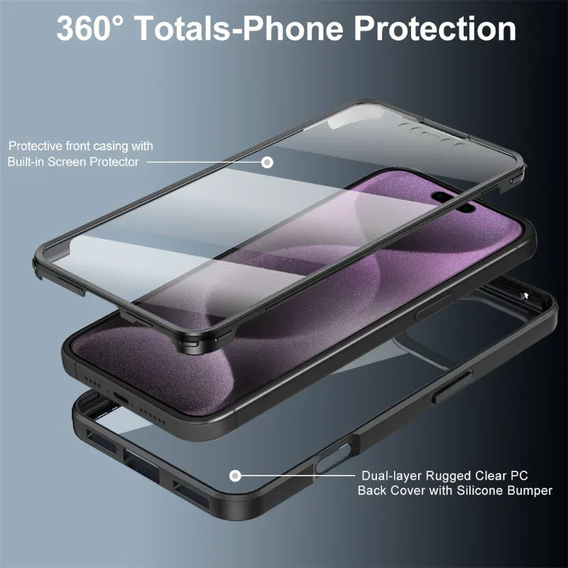 360 Full Body Clear MagSafe Case for iPhone 12-16 Pro Max Plus Bumper Cover