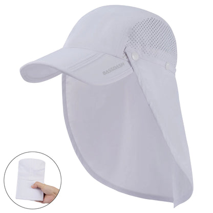 BASSDASH UPF 50+ Fishing Hat Foldable Cap with Removable Neck Flap