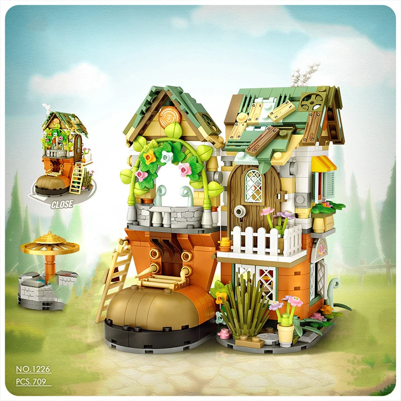 Mini Foldable City Street View Building Blocks Lemon Tea Shop Model Toy Gift