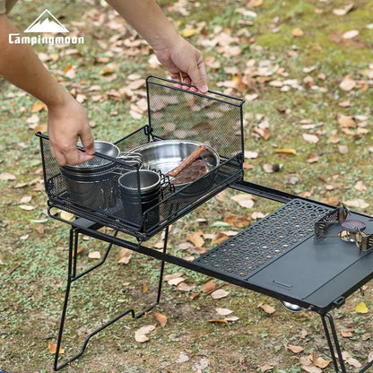 CAMPINGMOON CK-23BK Folding Storage Net Cage Box Shelf for Camping/Home