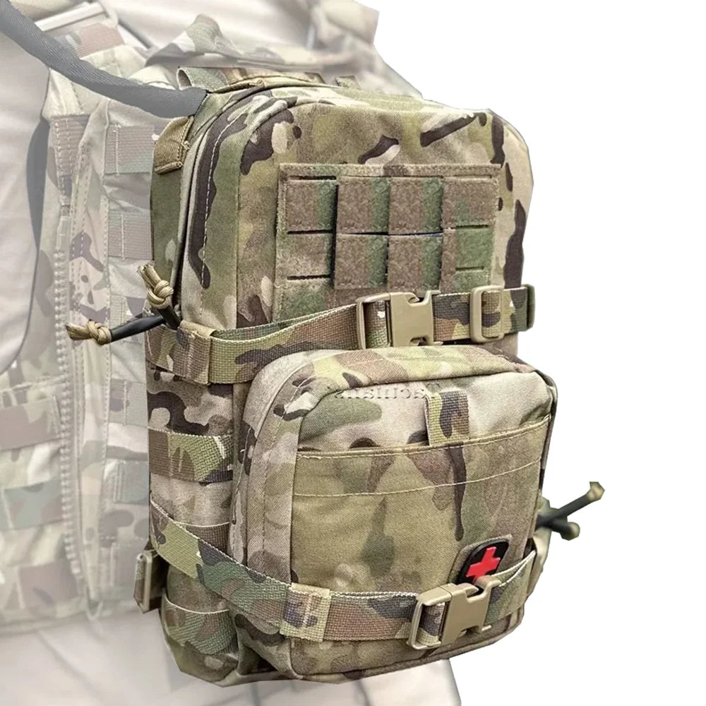 Mini Tactical MOLLE Hydration Pack & IFAK Medical Pouch 2-in-1 Rip-Away Bag